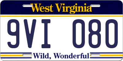 WV license plate 9VI080