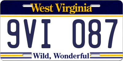 WV license plate 9VI087