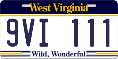WV license plate 9VI111