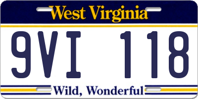WV license plate 9VI118
