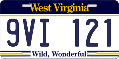 WV license plate 9VI121