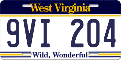 WV license plate 9VI204