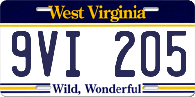 WV license plate 9VI205