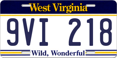 WV license plate 9VI218