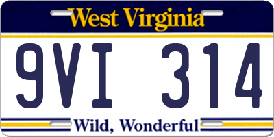 WV license plate 9VI314