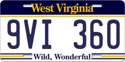 WV license plate 9VI360