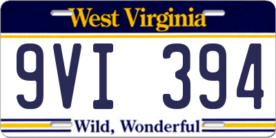 WV license plate 9VI394