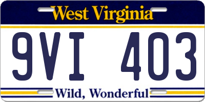 WV license plate 9VI403