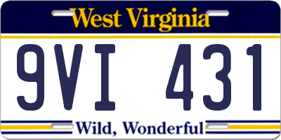 WV license plate 9VI431