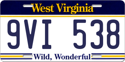 WV license plate 9VI538