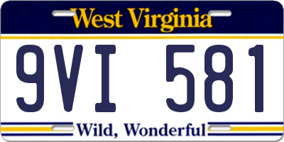 WV license plate 9VI581