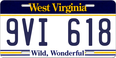 WV license plate 9VI618
