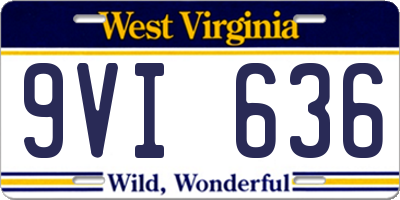 WV license plate 9VI636