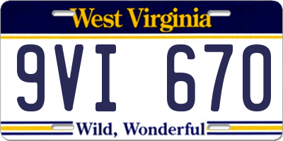 WV license plate 9VI670