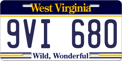 WV license plate 9VI680
