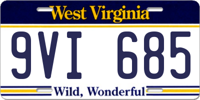 WV license plate 9VI685