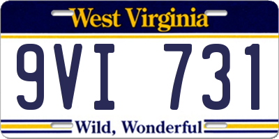 WV license plate 9VI731