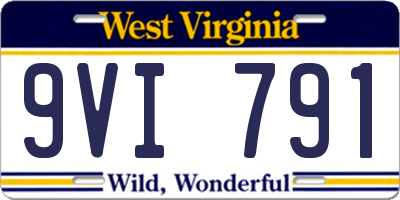 WV license plate 9VI791