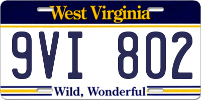 WV license plate 9VI802