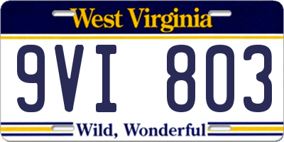 WV license plate 9VI803