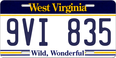 WV license plate 9VI835