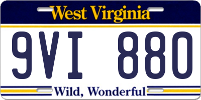 WV license plate 9VI880