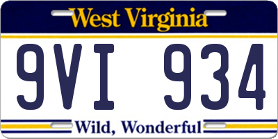 WV license plate 9VI934