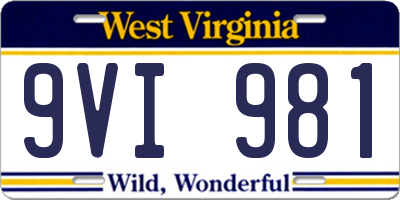 WV license plate 9VI981