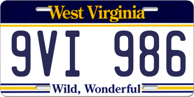 WV license plate 9VI986