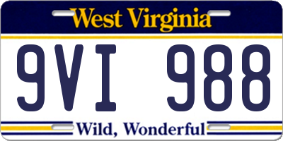 WV license plate 9VI988