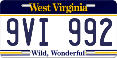 WV license plate 9VI992