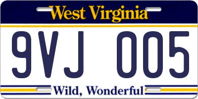 WV license plate 9VJ005
