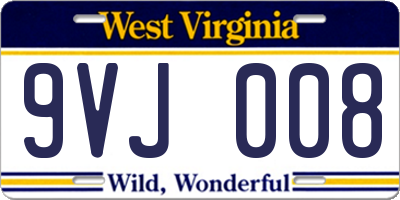 WV license plate 9VJ008