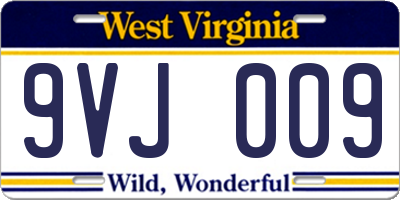 WV license plate 9VJ009