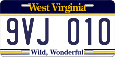 WV license plate 9VJ010