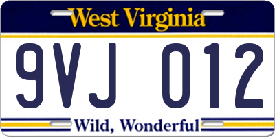 WV license plate 9VJ012