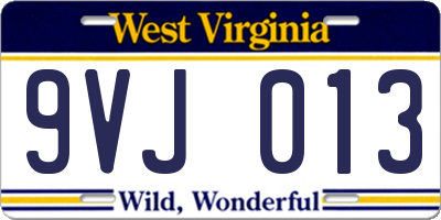 WV license plate 9VJ013