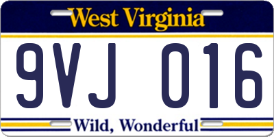WV license plate 9VJ016