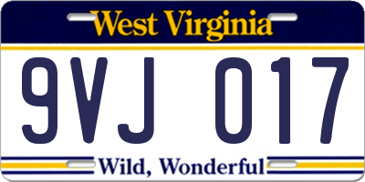 WV license plate 9VJ017