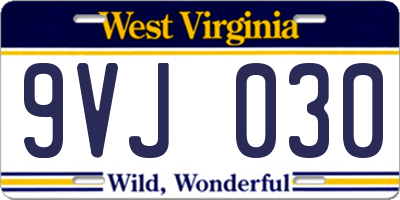 WV license plate 9VJ030
