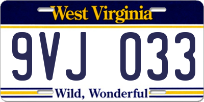 WV license plate 9VJ033