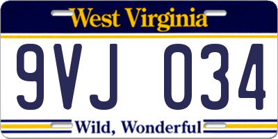 WV license plate 9VJ034
