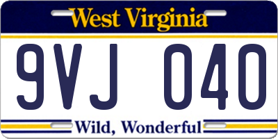WV license plate 9VJ040