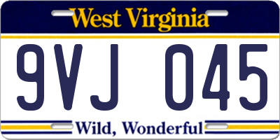 WV license plate 9VJ045