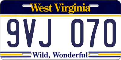 WV license plate 9VJ070