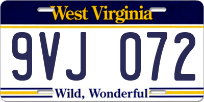 WV license plate 9VJ072
