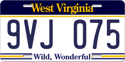 WV license plate 9VJ075