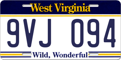 WV license plate 9VJ094