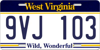 WV license plate 9VJ103