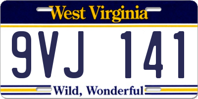 WV license plate 9VJ141